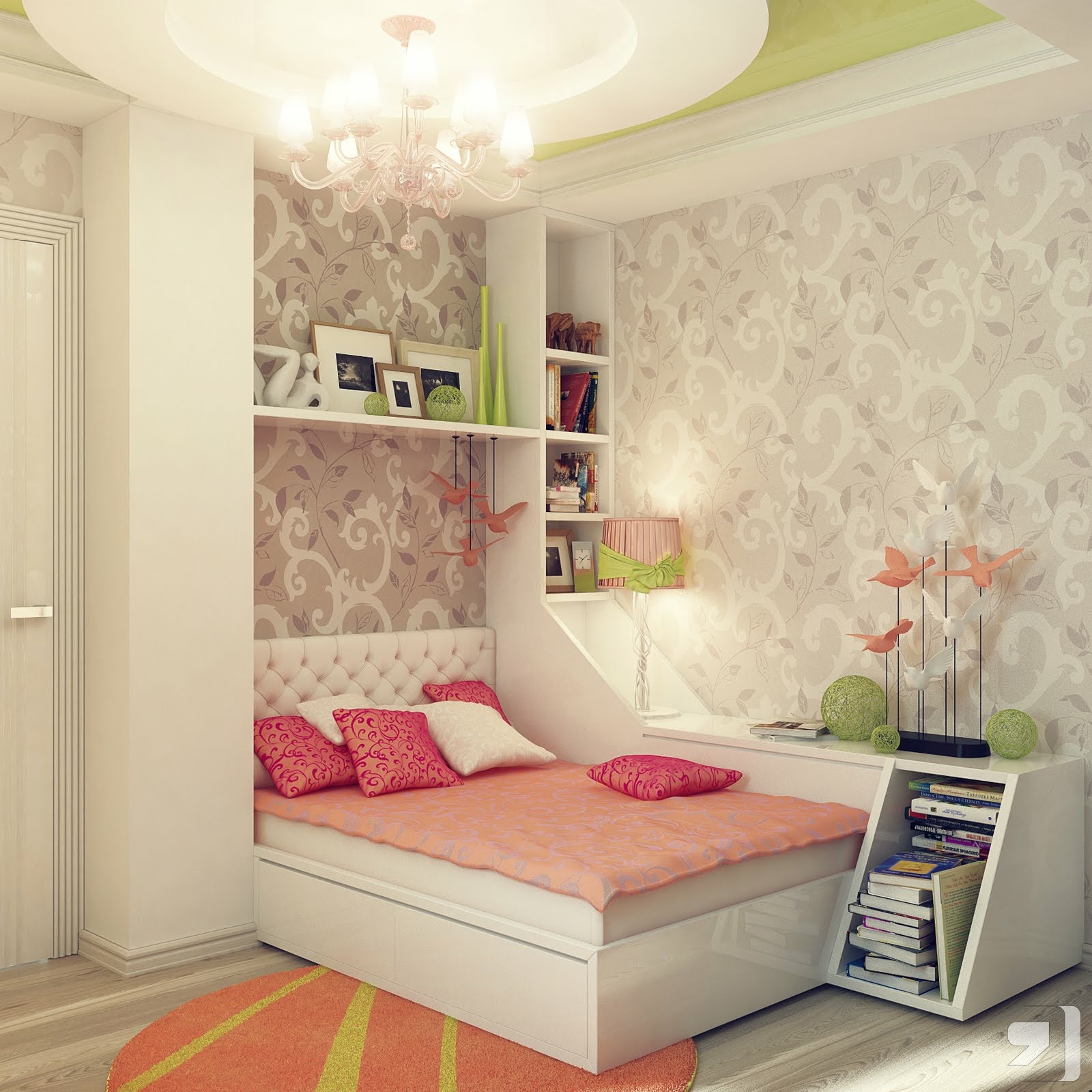 1b-Peach-green-gray-girls-bedroom-decor