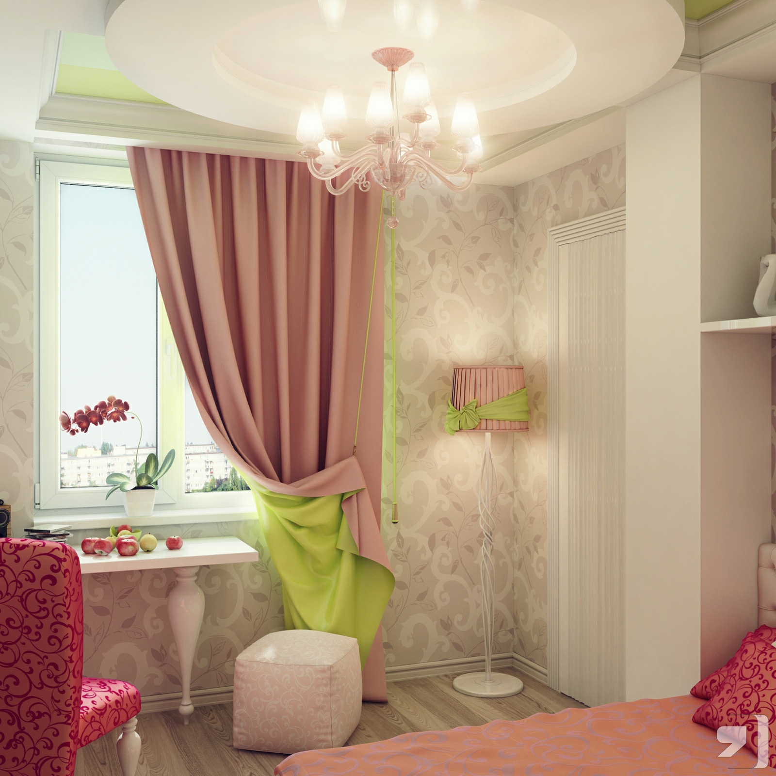 1b-Pink-green-cream-girls-bedroom